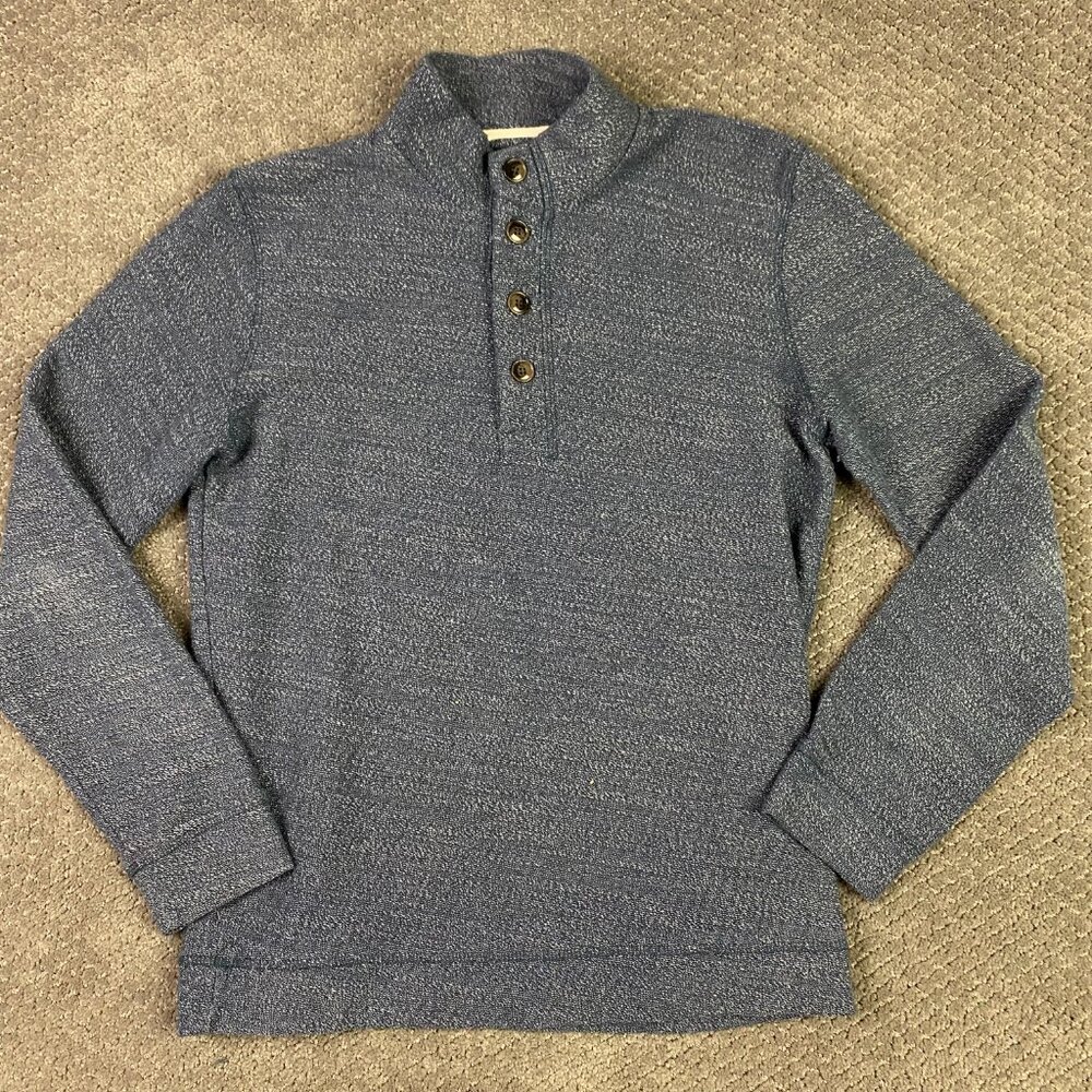 Marine Layer Henley Shirt Men's Medium Heather Blue Clayton 4 Button Pullover